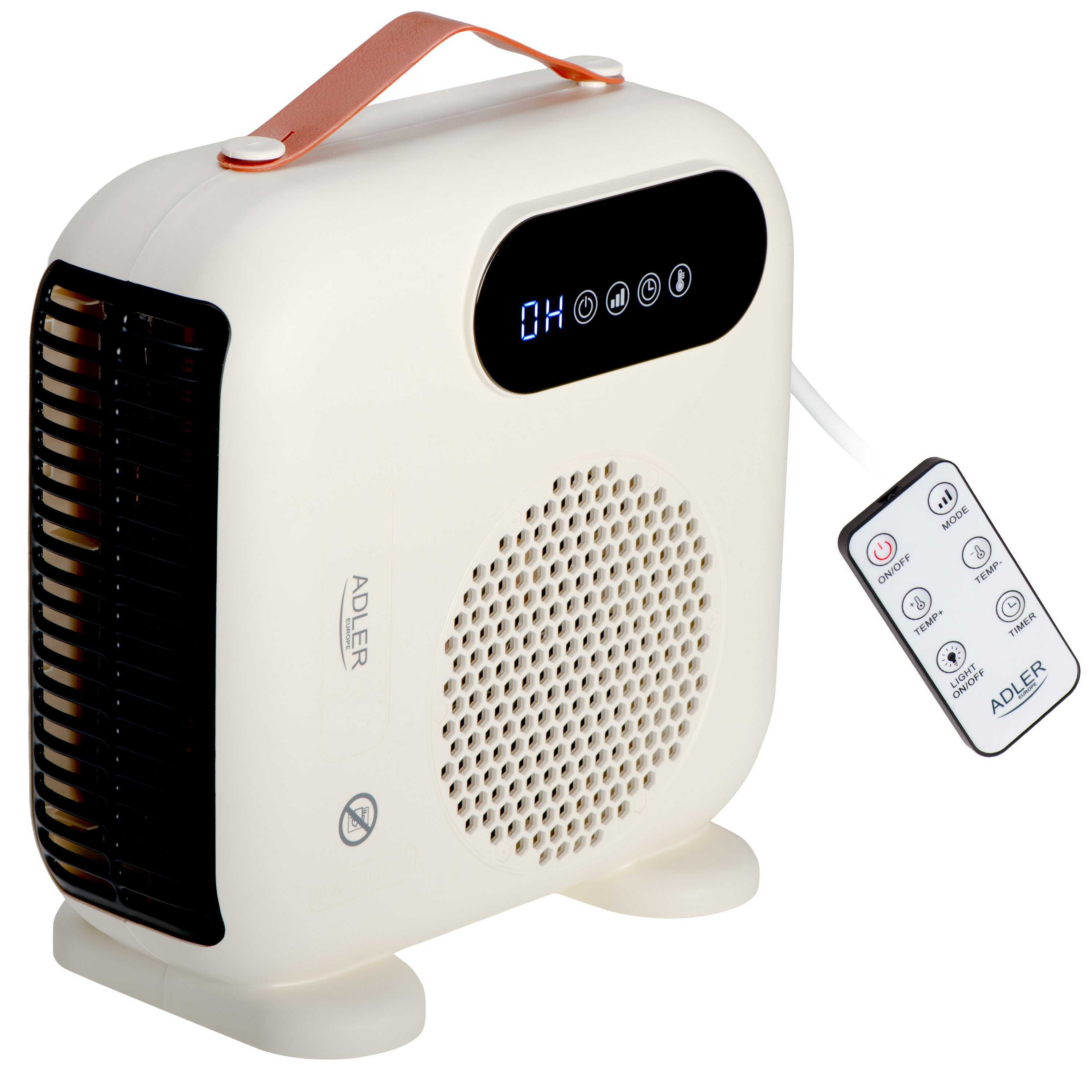 Adler LED Fan Heater with Remote Control - AD 7756 - Fan heater - 2000 W - Beige - IPX0