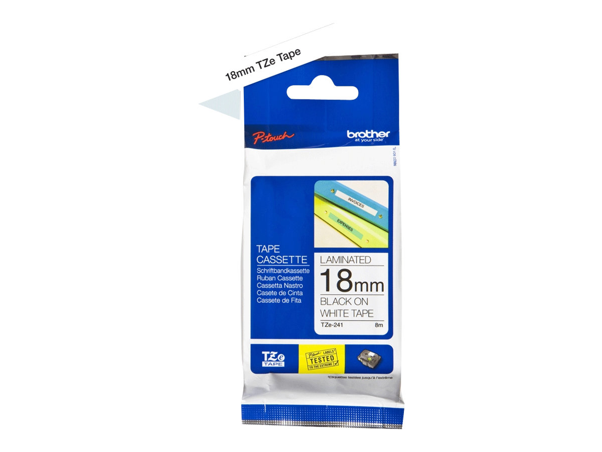 Brother - TZ-241 Laminated Tape - Black on White - TZe - 8 m - 1.8 cm