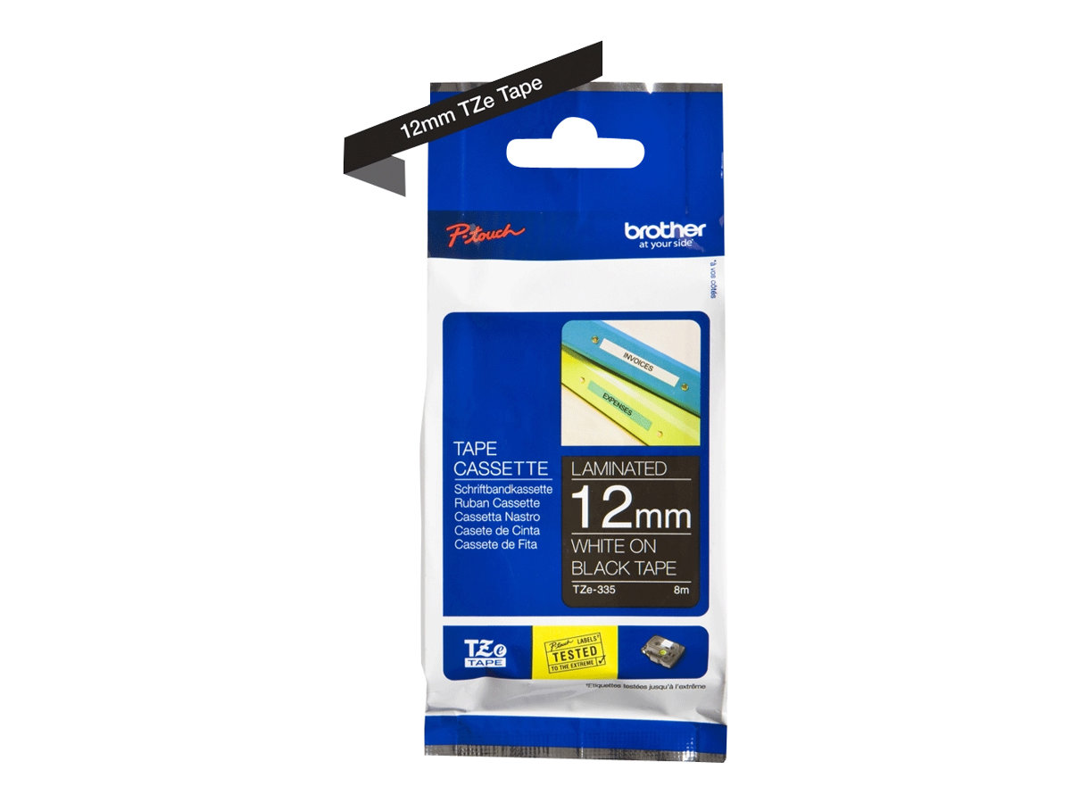 Brother - TZe-335 Laminated Tape - White on Black - TZe - 8 m - 1.2 cm