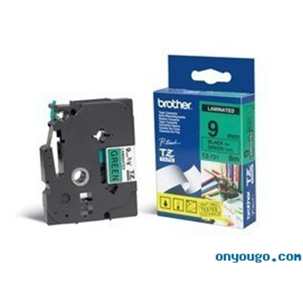 Brother TZ-E721, 9mm black on green tape - Brother