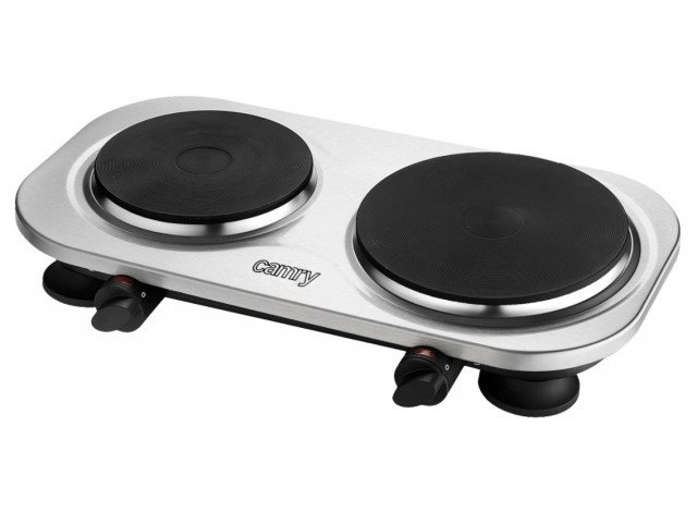 Camry - CR 6511 - Number of burners/cooking zones 2 - Rotary knobs - Electric - Stainless steel