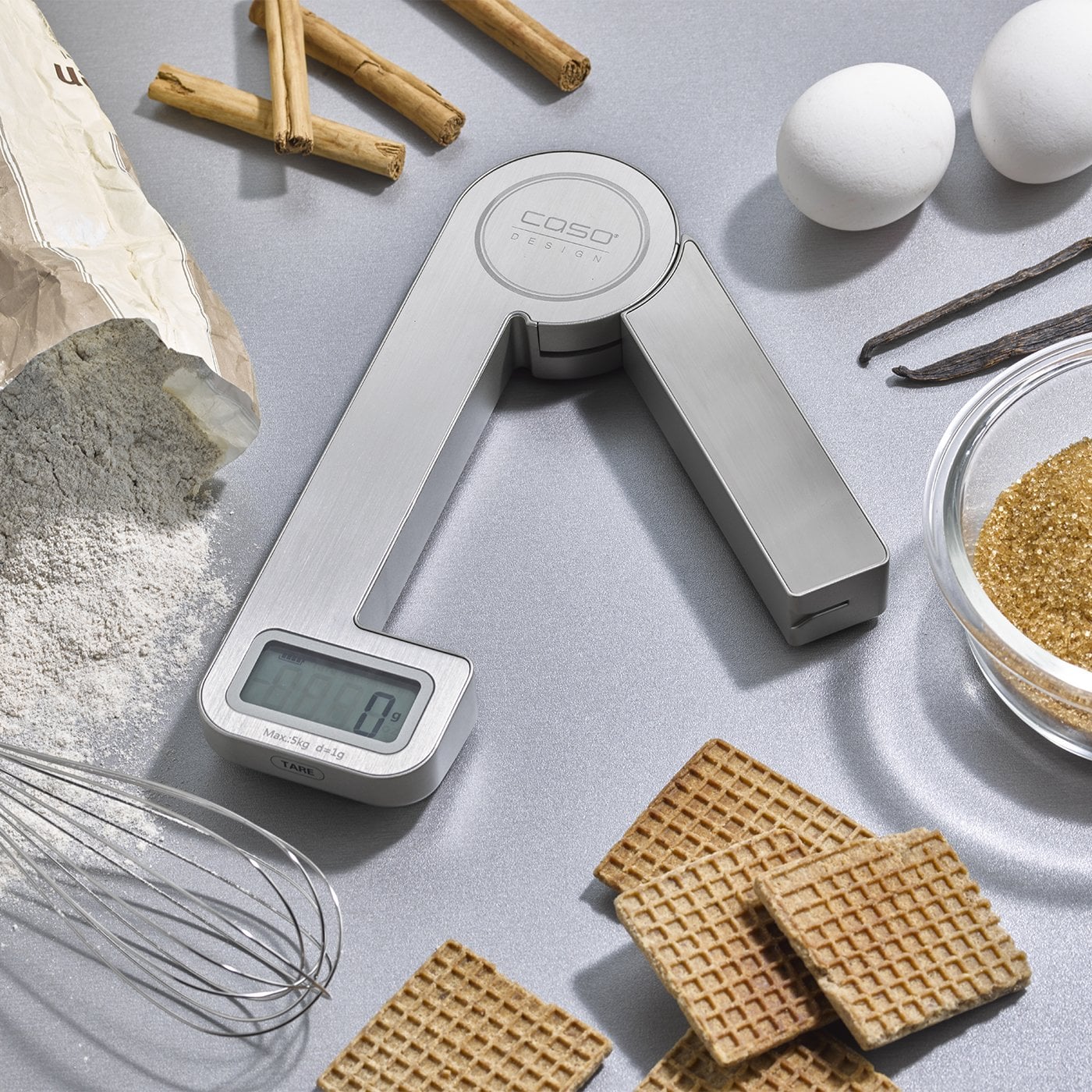 Caso - Scales - KitchenEcostyle - Maximum weight (capacity) 5 kg - Graduation 1 g - Display type LCD - Stainless steel