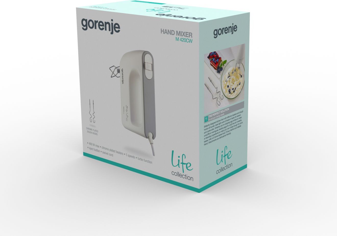 Gorenje - Mixer - M420CW - Hand Mixer - 450 W - Number of speeds 5 - Turbo mode - White