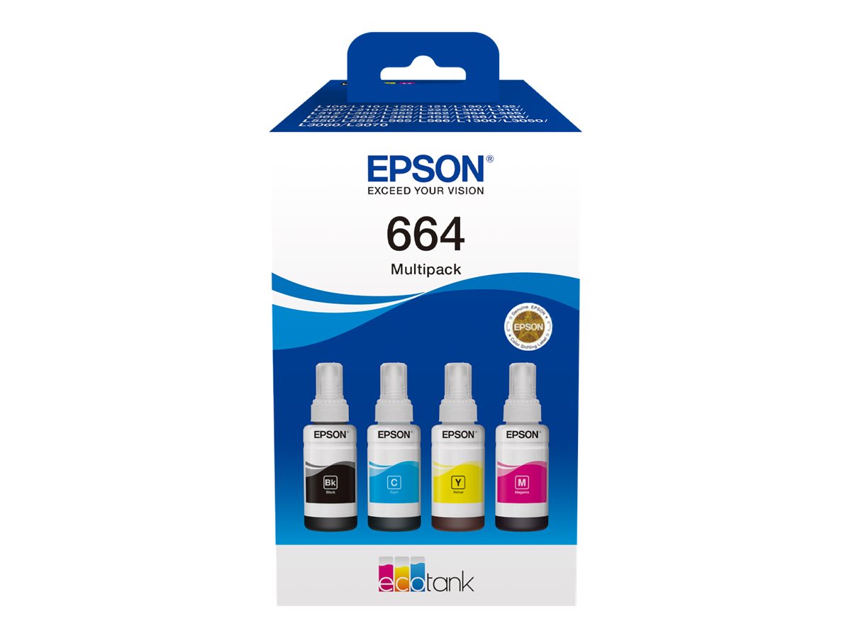 Epson 664 EcoTank 4-colour multipack - Epson C13T66464A - 664 EcoTank 4-colour multipack - Ink tank - Black, yellow, cyan, magenta