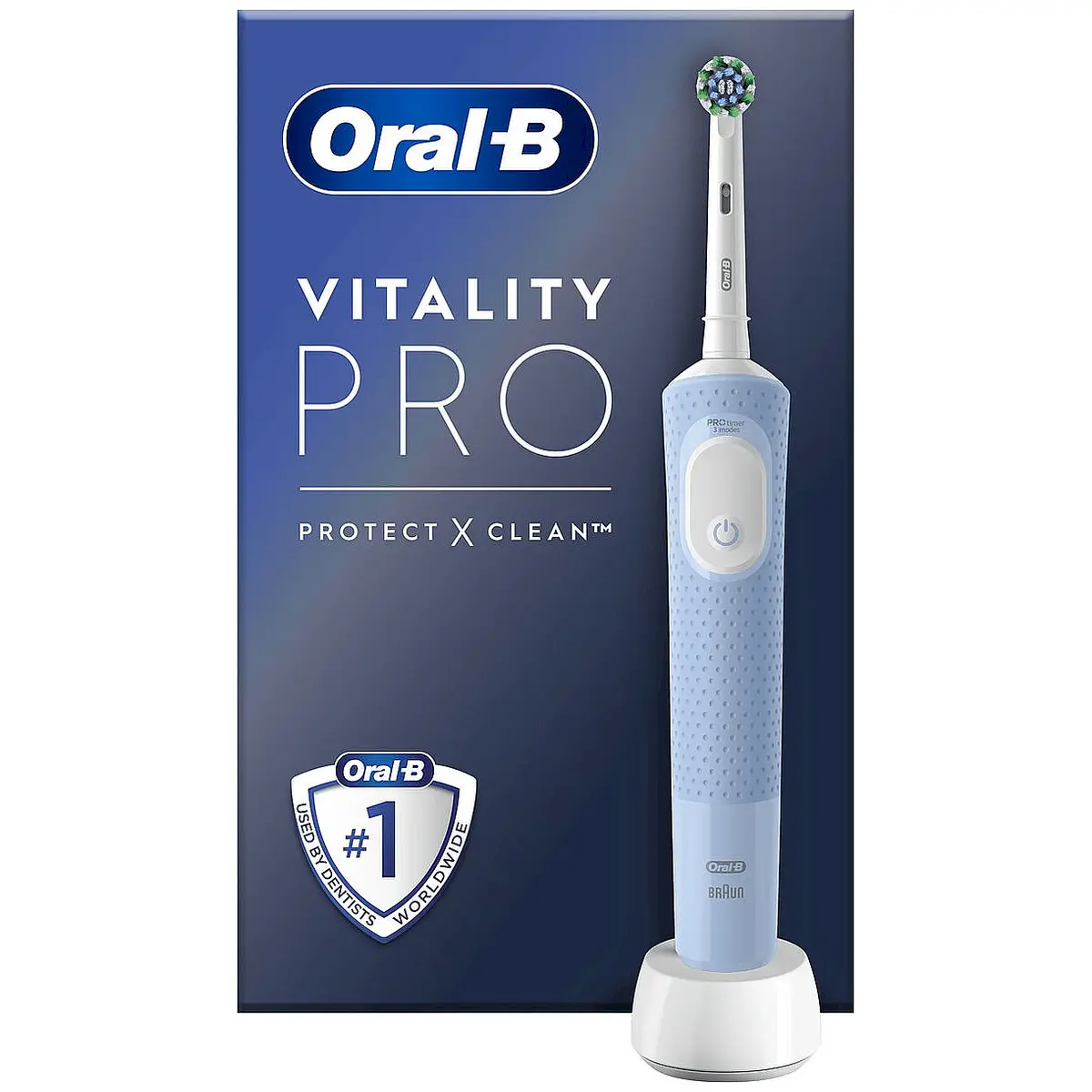 Oral-B - Electric Toothbrush - Vitality Pro - Rechargeable - For adults - Number of brush heads included 1 - Number of teeth brushing modes 3 - Blue