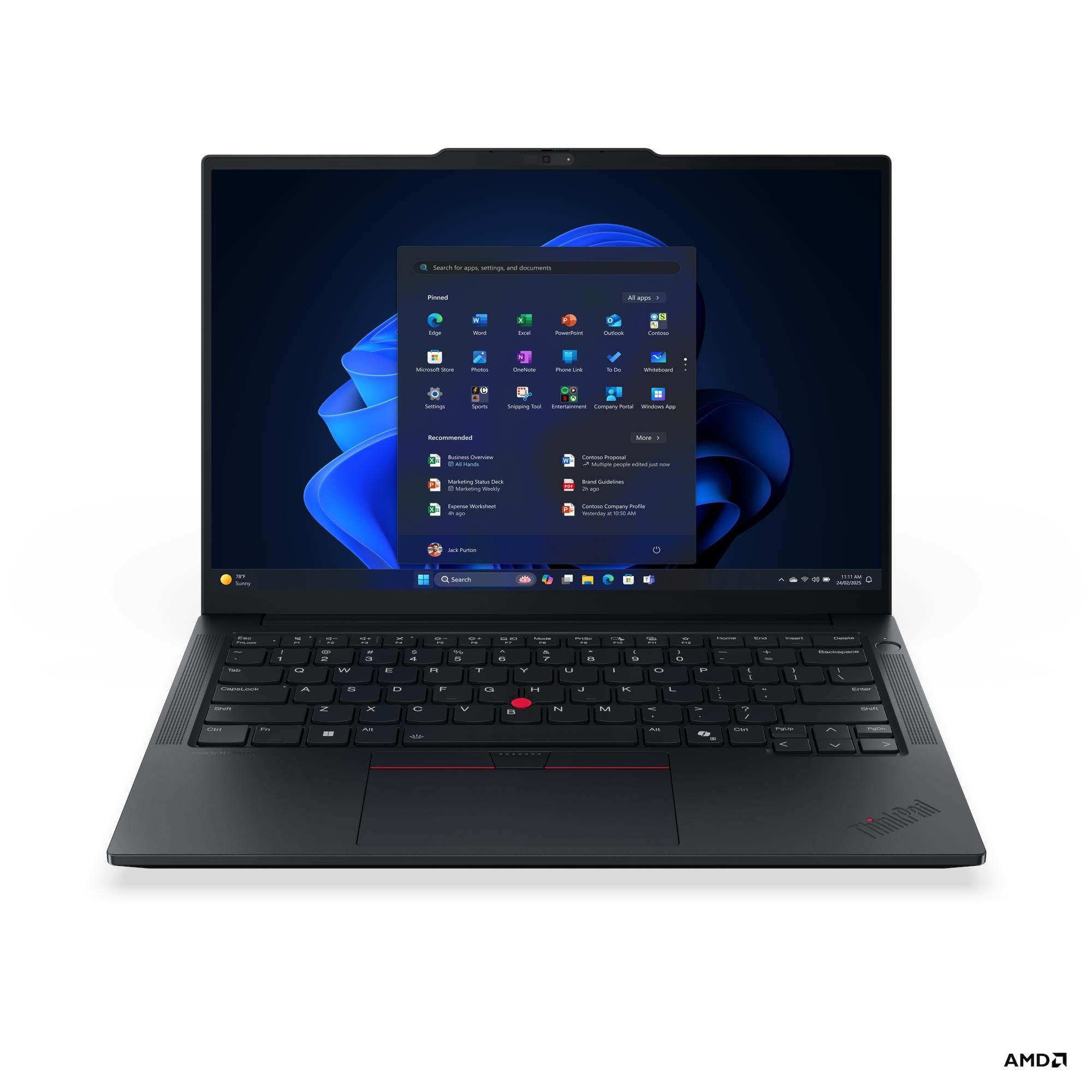 Lenovo ThinkPad E14 G7 AMD - Black - 14 " - IPS - WUXGA - 1920 x 1200 pixels - Anti-glare - AMD Ryzen 7 - 250 - 16 GB - SODIMM DDR5 - Solid-state drive capacity 512 GB - AMD Radeon 780M Graphics - Windows 11 Pro - 802.11ax - Bluetooth version 5.3 - Keyboa