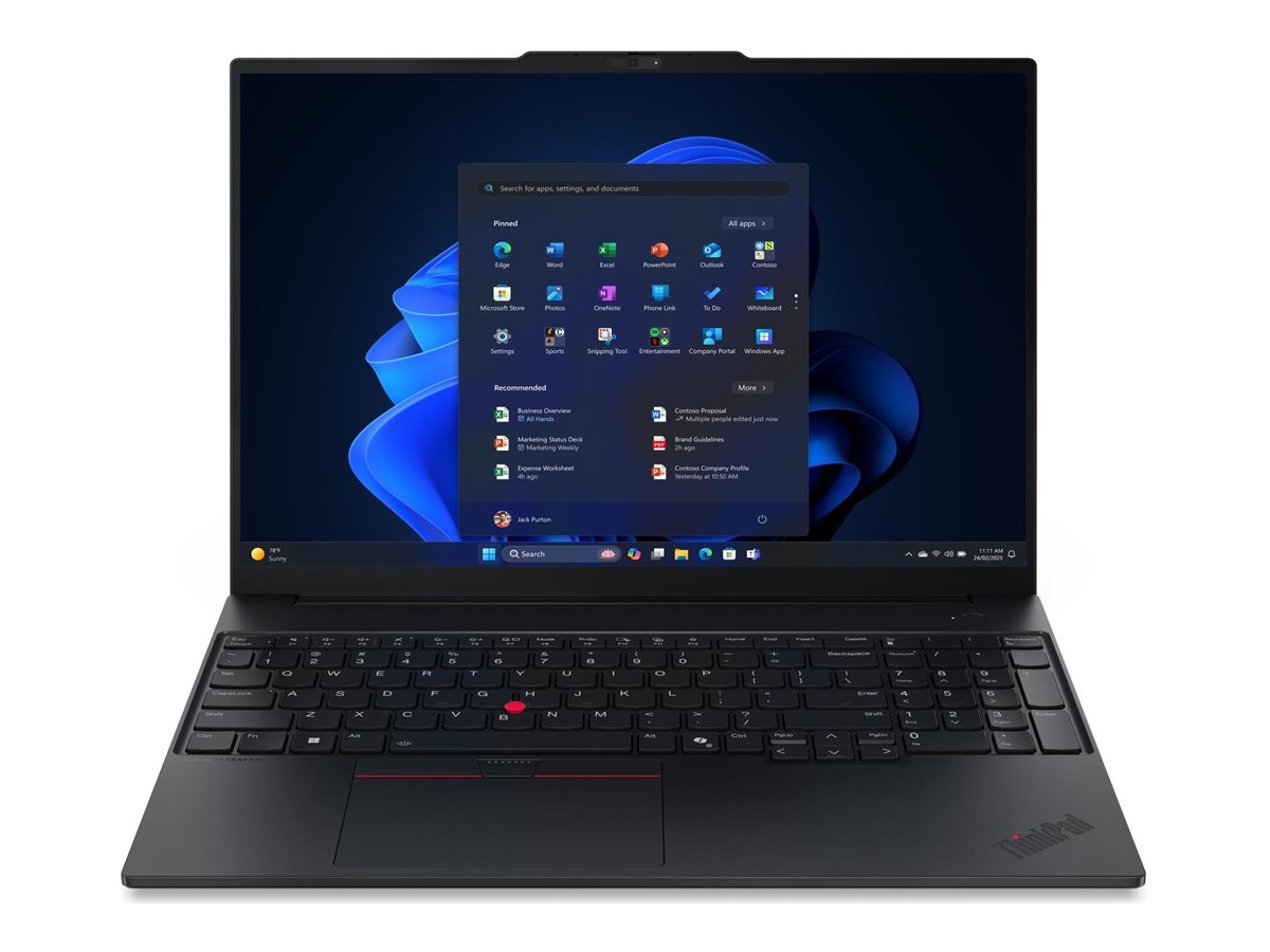 Lenovo ThinkPad E16 G3 Intel - Black - 16 " - IPS - WUXGA - 1920 x 1200 pixels - Anti-glare - Intel Core Ultra 5 - 226V - 16 GB - Soldered LPDDR5X - Solid-state drive capacity 512 GB - Intel Arc Graphics 130V - Windows 11 Pro - 802.11ax - Bluetooth versio