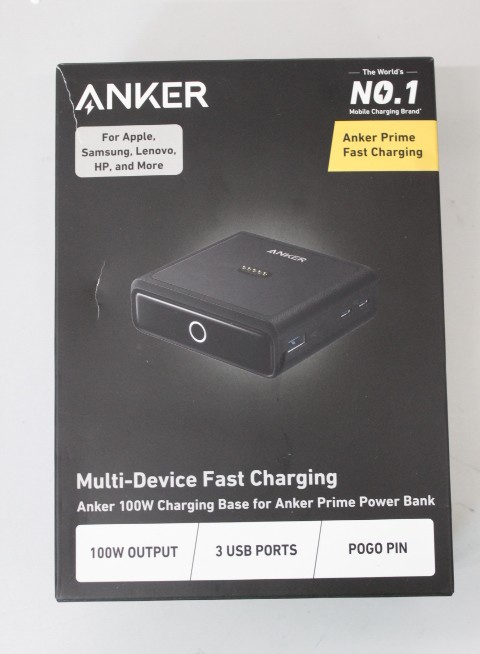 SALE OUT. Anker Prime Charging Base for Power Bank, 100W - A1902311 - Black - UNPACKED, DAMAGED PACKAGING, SCRATCHED