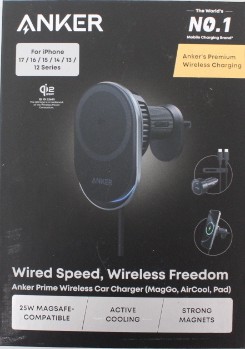SALE OUT. Anker Prime Wireless Car Charger Qi2.2  25W wireles charging (MagGo, AirCool, Pad) - Anker Prime Wireless Car Charger Qi2.2, 25W wireles charging (MagGo, AirCool, Pad) - DEMO