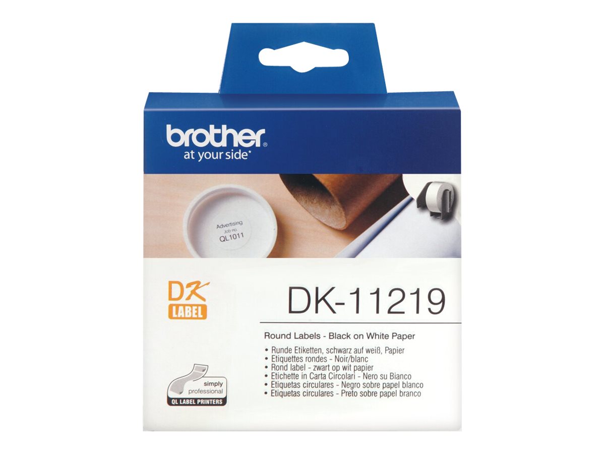 Brother Round paper labels DK-11219 - Black on White - 12 mm