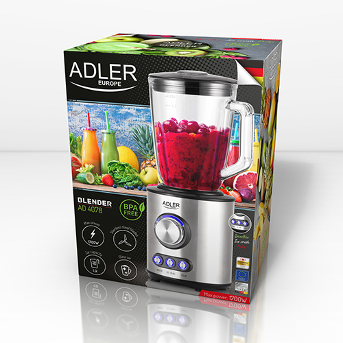 Adler - Blender - AD 4078 - Tabletop - 1700 W - Jar material Glass - Jar capacity 1.5 L - Ice crushing - Stainless steel