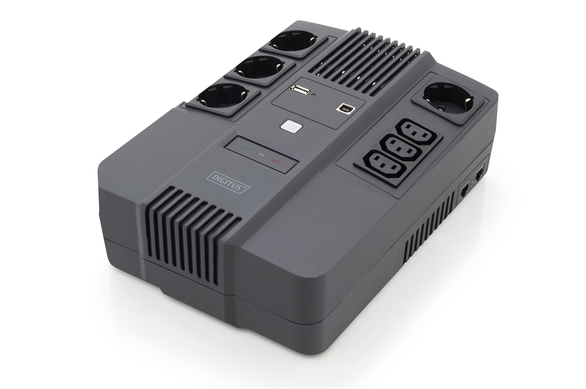 Digitus - All-in-One UPS - All-in-One UPS, 800VA/480W, LED 12V/9Ah x1, 4x CEE 7/7,3x IEC C13, USB, RJ45 - 800 VA - 480 W