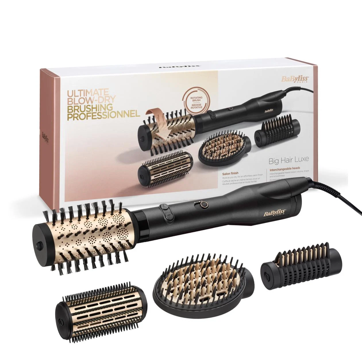 BABYLISS - Hair styling comb - AS970E - Ion conditioning - Number of heating levels 3 - 650 W - Black/Gold