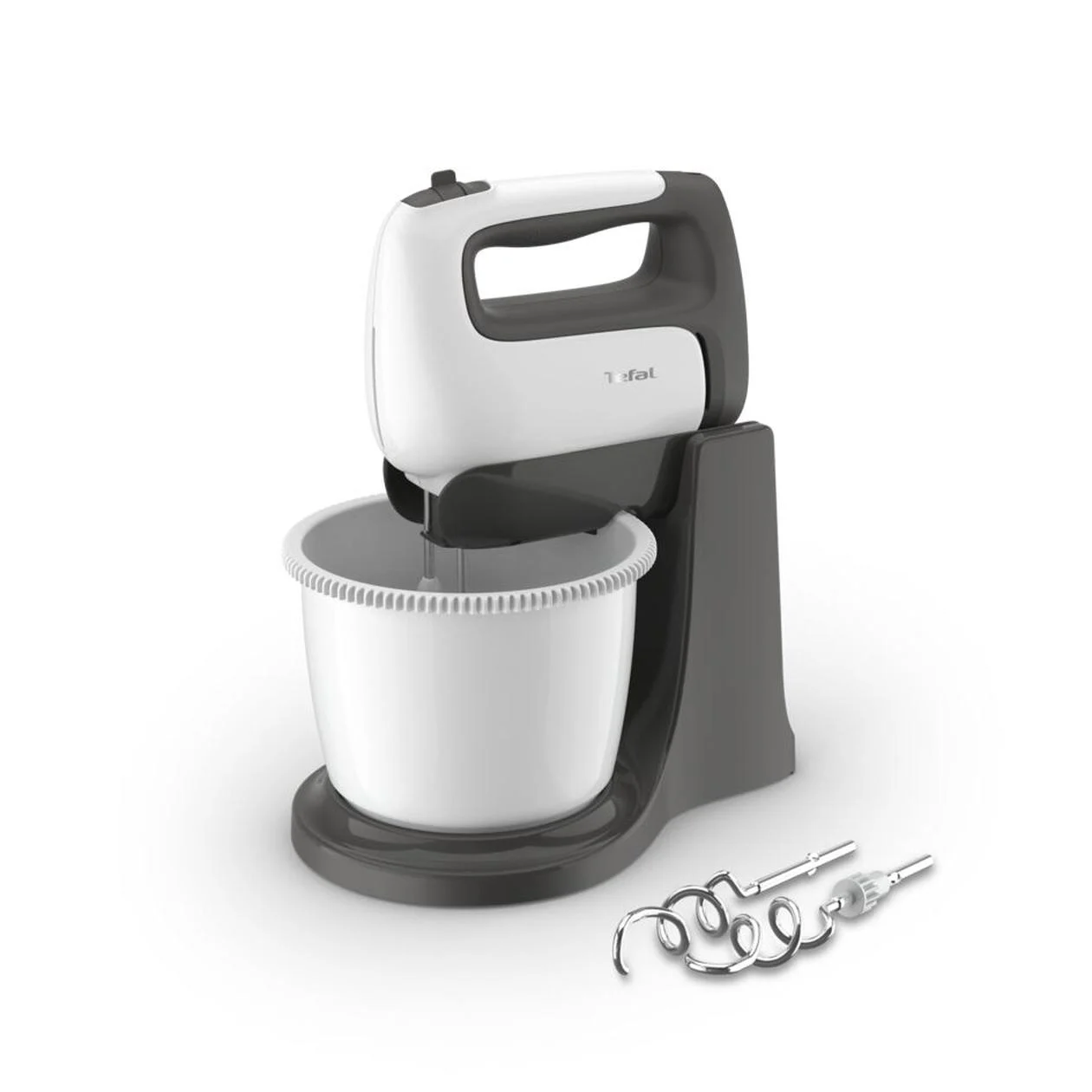 TEFAL - HT464138 Prep'Mix+ - Hand Mixer - 500 W - Number of speeds 5 - Turbo mode - White/Grey