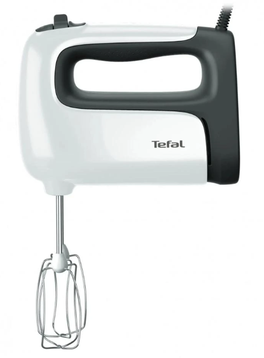 TEFAL - Hand mixer - HT461138 Prep'Mix+ - Hand Mixer - 500 W - Number of speeds 5 - Turbo mode - White/Grey