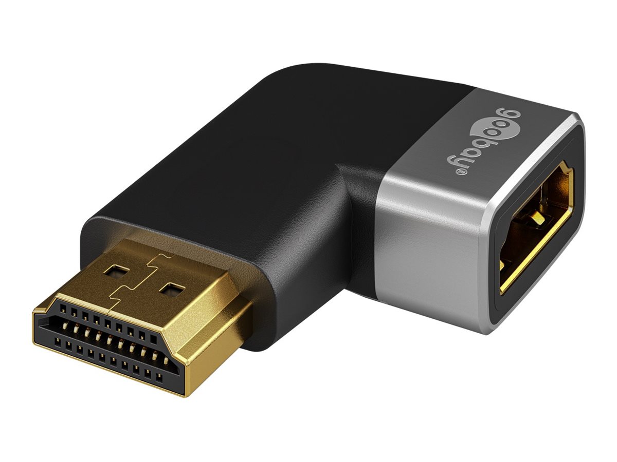 Goobay HDMI Angled Adapter 270° Horizontal, 8K @ 60 Hz, Gold-Plated, Black/Silver - 72012