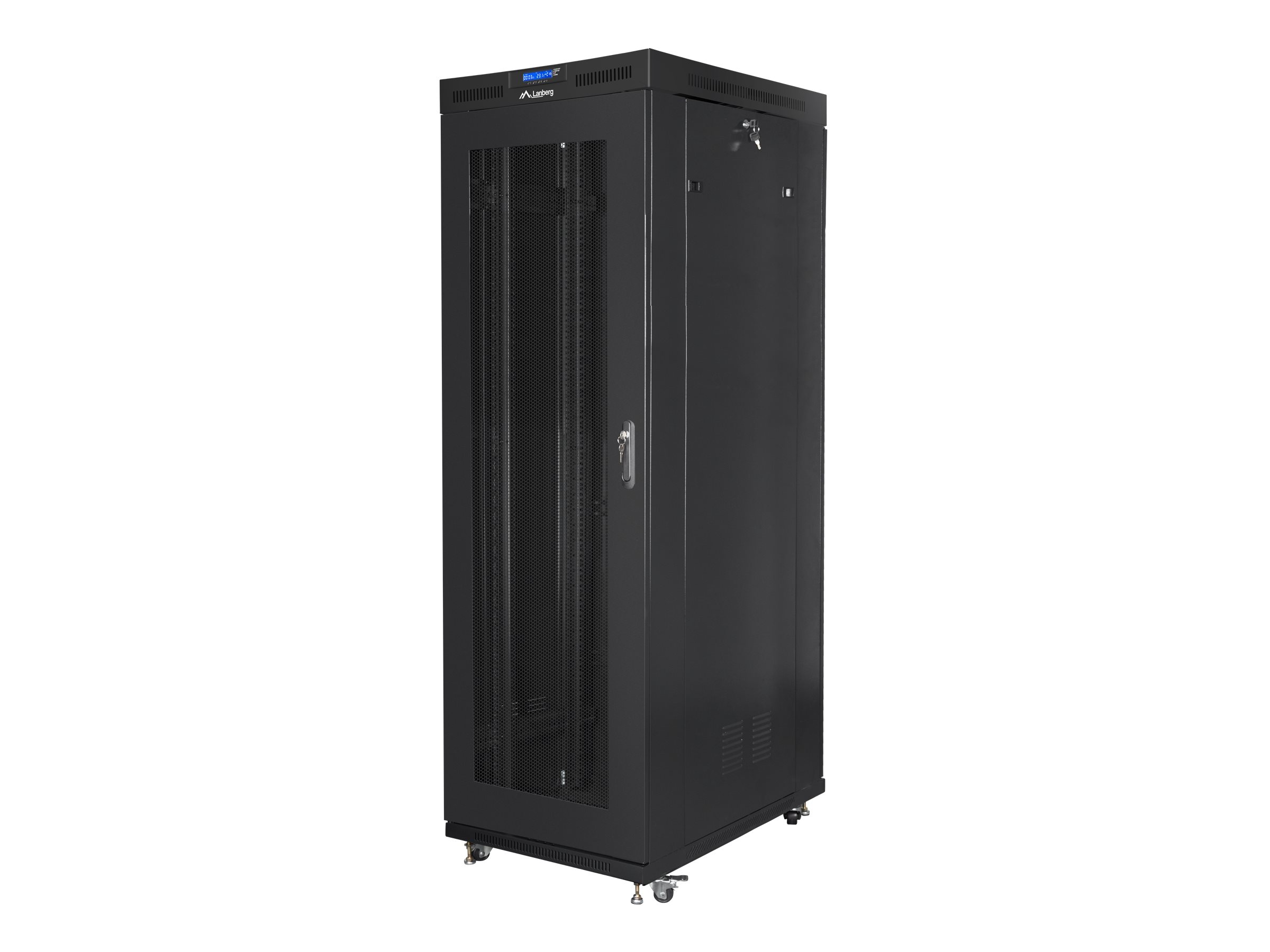 Lanberg - Rack cabinet 19" free-standing 42U/800x1000 (flat pack) with mesh door, LCD - FF01-8042-23BL - Black