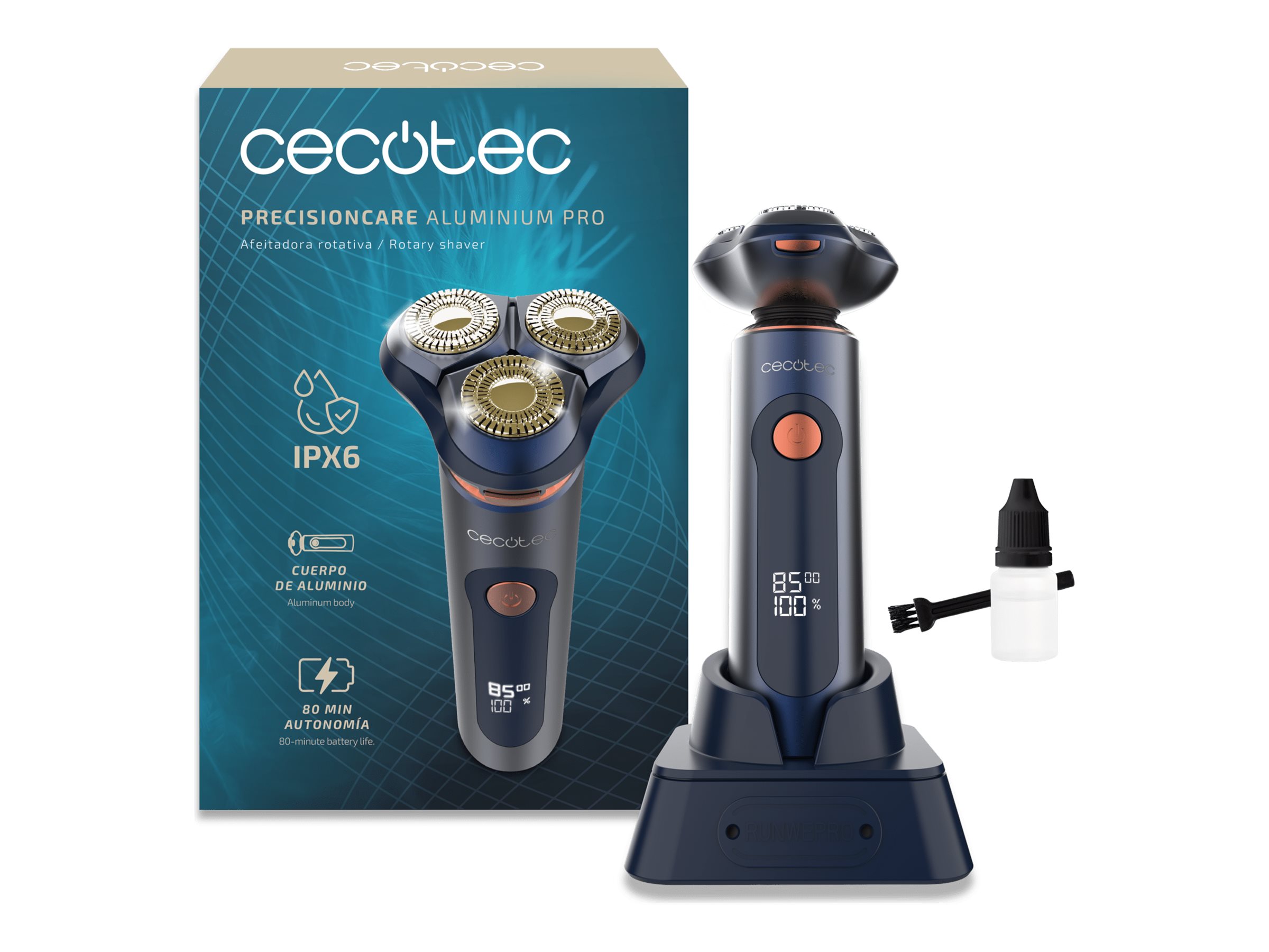 Cecotec Shaver - PrecisionCare Aluminium Pro - Operating time (max) 80 min - Wet & Dry - Blue