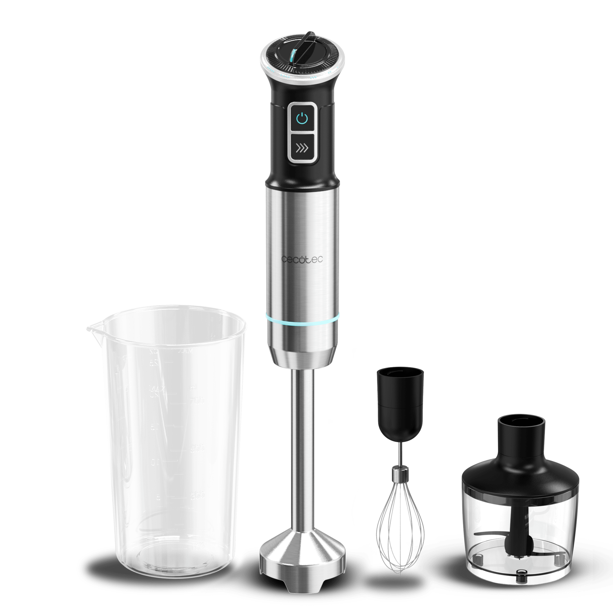 Cecotec Hand blender - Power Neutron 1100MAX Cream&Crush - Hand Blender - 1100 W - Number of speeds Adjustable - Turbo mode - Chopper - Black/Silver