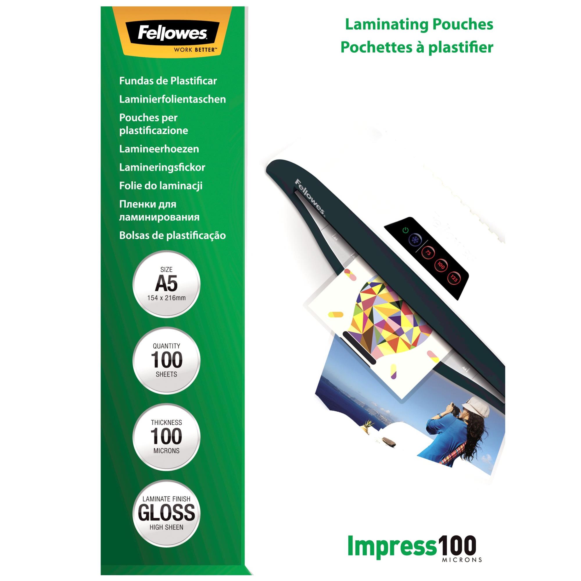 LAMINATOR POUCH GLOSSY/A5 100 100PCS 5351002 FELLOWES