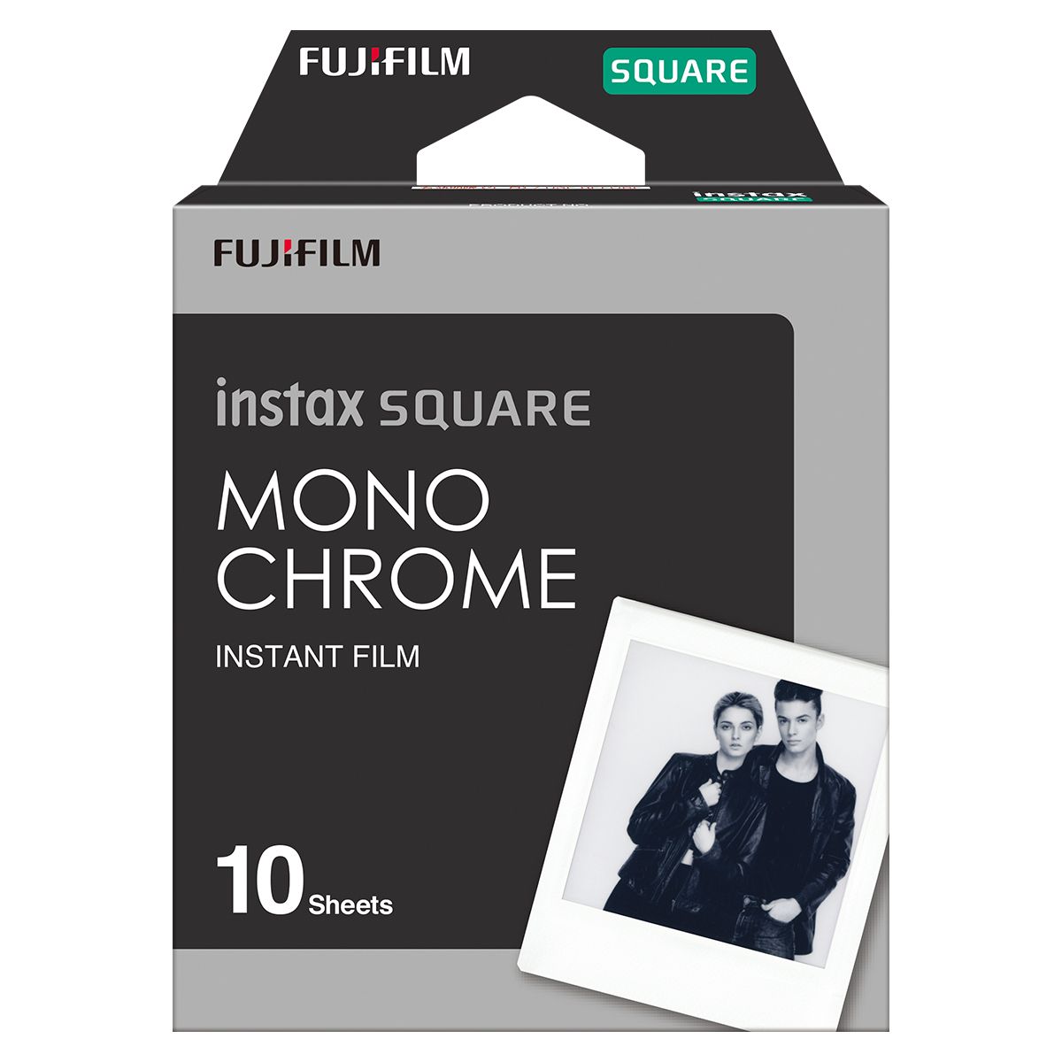 Fujifilm - Instax Square Monochrome (10pl) Instant Film - 86 x 72 mm - Image area: 62 × 62 mm - Quantity 10