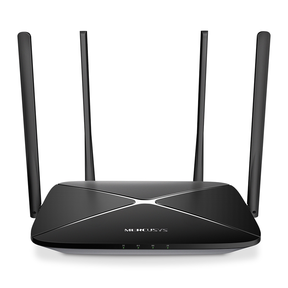 Mercusys - AC1300 Wireless Dual Band Gigabit Router - AC12G - 802.11ac - 400+867 Mbit/s - 10/100/1000 Mbit/s - Ethernet LAN (RJ-45) ports 3 - Mesh Support No - MU-MiMO Yes - No mobile broadband - Antenna type 4xFixed - No