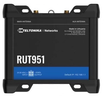 Teltonika - Industrial Cellular router - RUT951 - 802.11n - 10/100 Mbit/s - Ethernet LAN (RJ-45) ports 3 - Mesh Support No - MU-MiMO No - 2G/3G/4G - Antenna type 	2 x SMA for LTE, 2 x RP-SMA