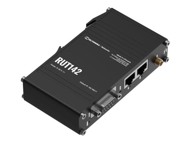 Teltonika - Ethernet Router with RS232 (RUT142000000) - RUT142 - 802.11n - 10/100 Mbit/s - Ethernet LAN (RJ-45) ports 1 - Mesh Support No - MU-MiMO No - No mobile broadband