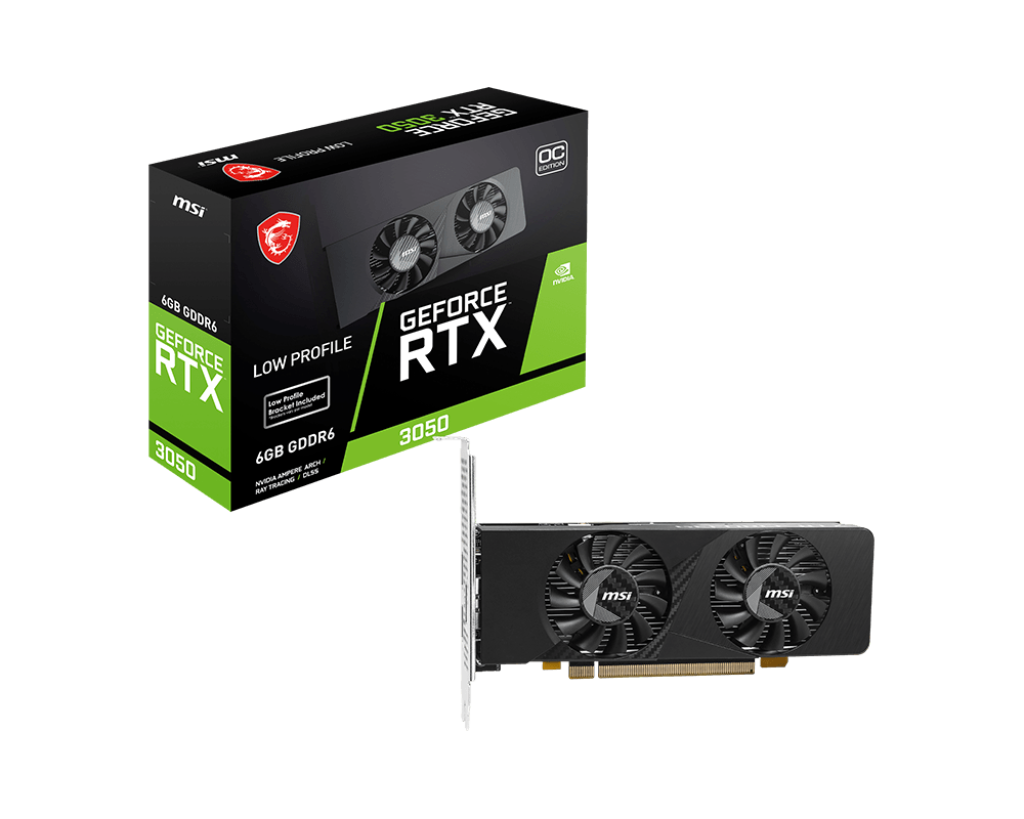 MSI GeForce RTX 3050 LP E 6G OC - NVIDIA - 6 GB - GeForce RTX 3050 - GDDR6 - HDMI ports quantity 2 - PCI Express Gen 4 x16 (uses x8)