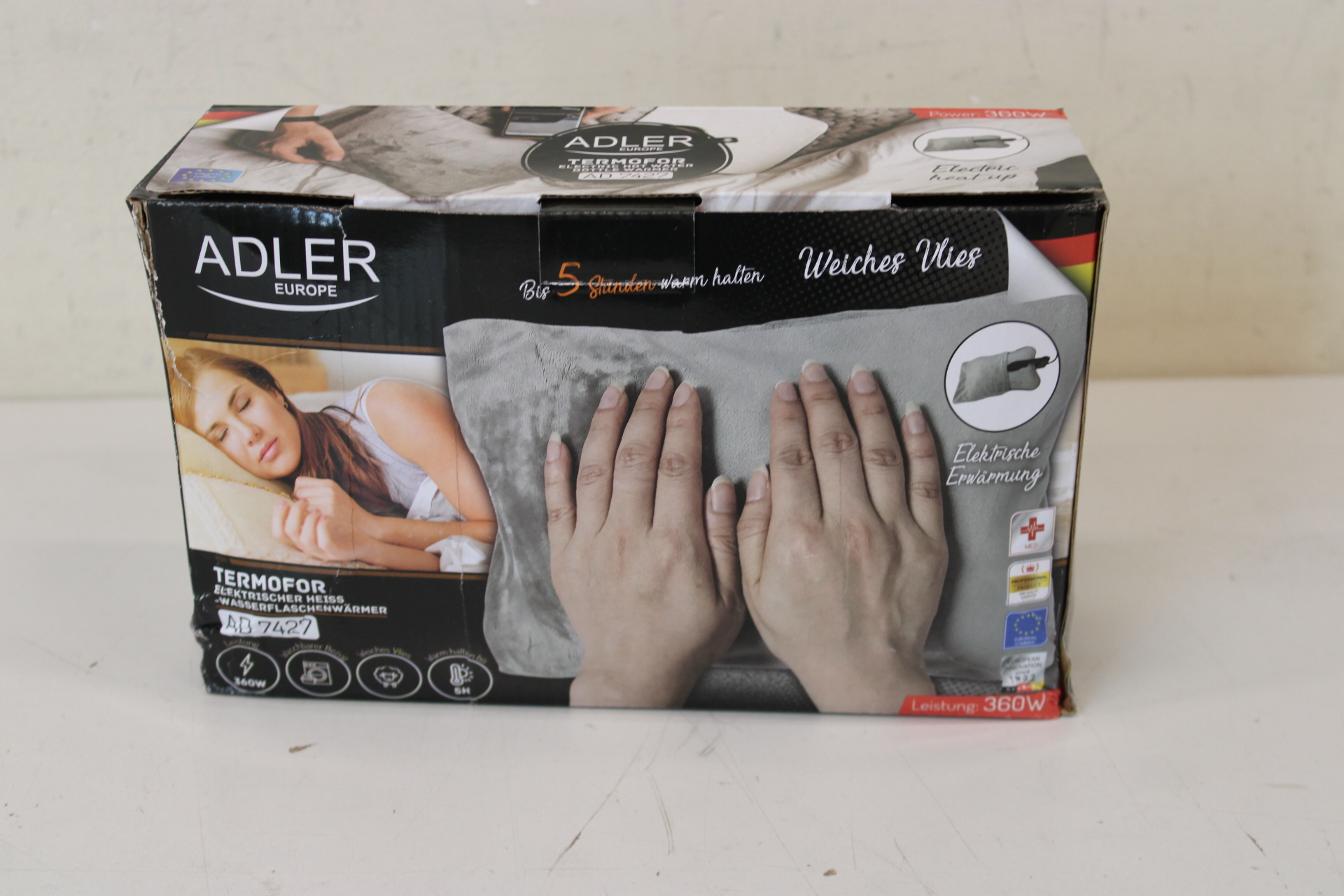 SALE OUT. Adler Electric Hot water bottle warmer - AD 7427 - Number of heating levels 1 - Number of persons 1 - Remote control - Soft polar - 360 W - Gray - DAMAGED PACKAGING