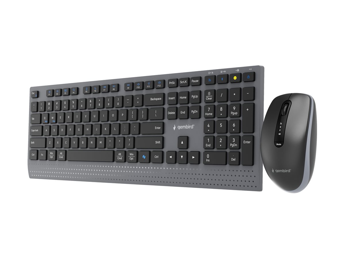Gembird KBS-WPS-02 - Keyboard and Mouse Set - Wireless - US - Bluetooth - Black