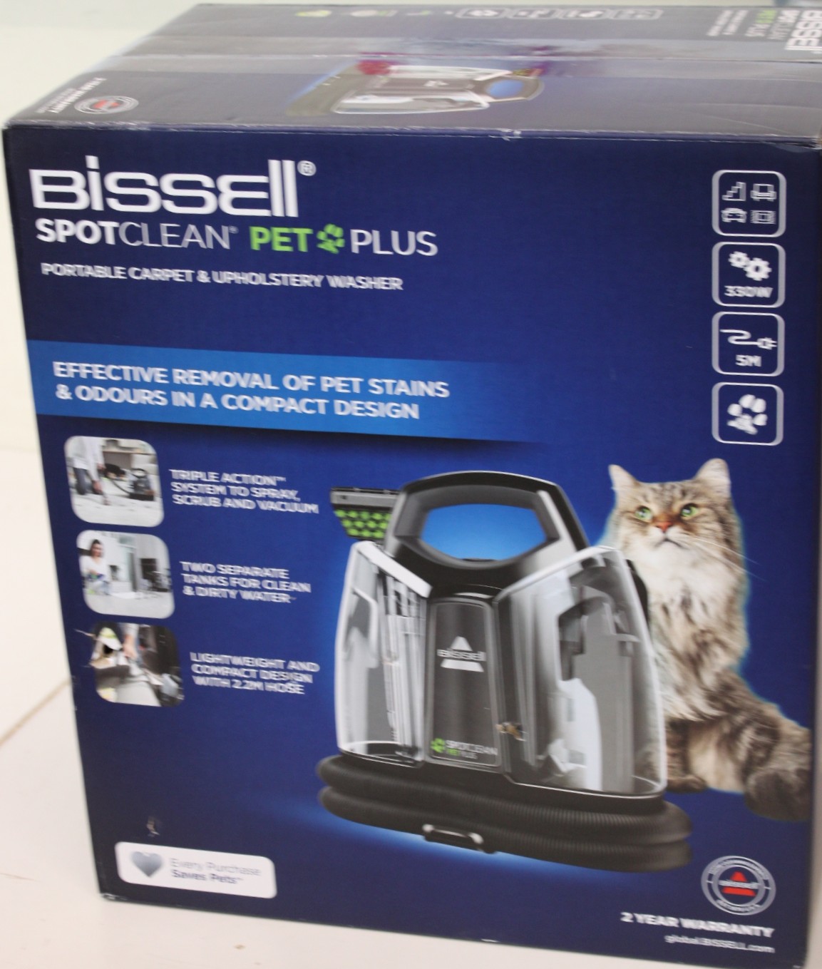 SALE OUT. Bissell SpotClean Pet Plus - Bissell SpotClean Pet Plus Cleaner - 37241 - Corded operating - 330 W - Black/Titanium - 23 month(s) - DAMAGED PACKAGING