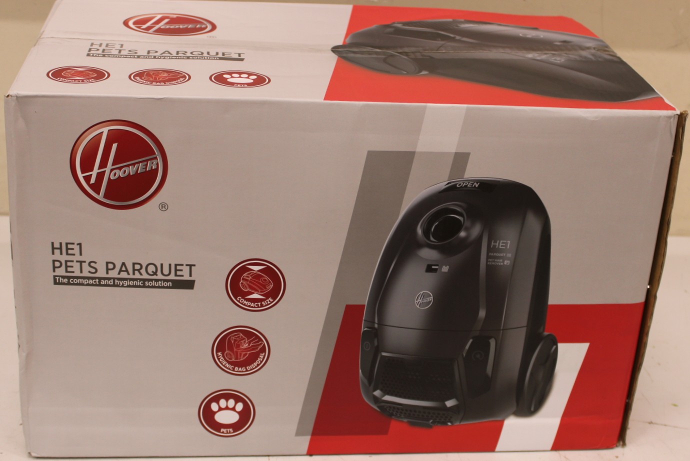 SALE OUT. Hoover HE120PET 011 Vacuum cleaner, Bagged, Power 700 W, Bag 2.5 L, Working radius 8.2 m, Black/Grey - Hoover Vacuum Cleaner - HE120PET 011 - Bagged - Power 700 W - Dust capacity 2.5 L - Iron Grey - DAMAGED PACKAGING - 23 month(s)