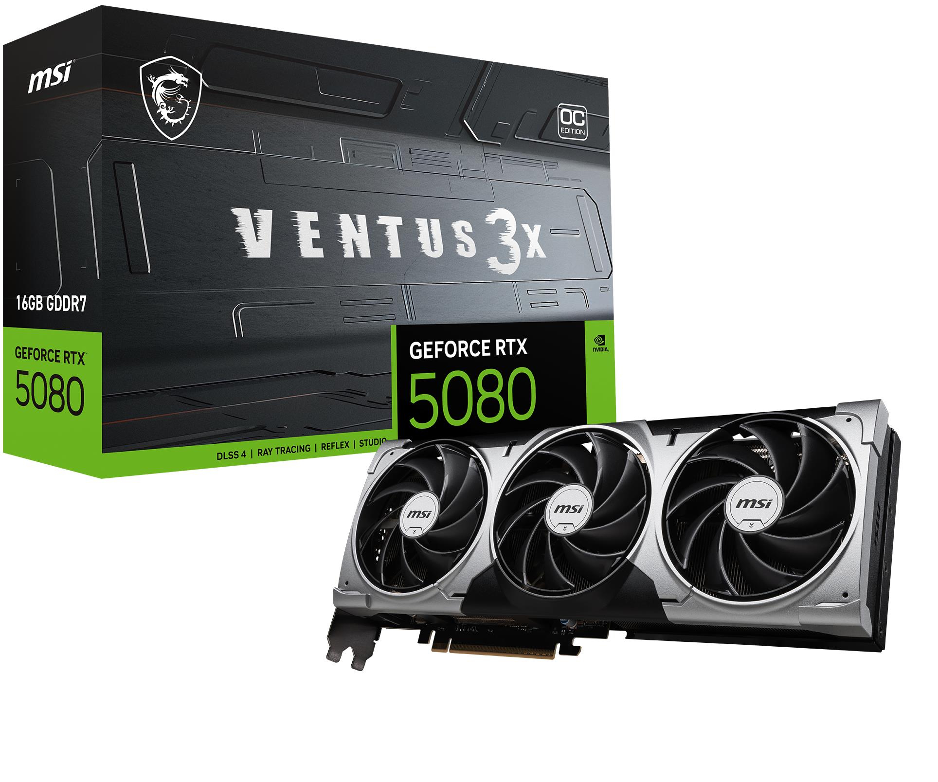 Graphics Card|MSI|NVIDIA|GeForce RTX 5080|16 GB|GDDR7|256 bit|PCI Express x16 5.0|Active|RTX508016GVEN3XOCBLK