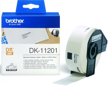 Brother - DK-11201 Standard Address Labels - Black, White - DK - 29mm x 90mm