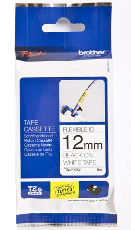 Brother - TZe-FX231 Flexible ID Laminated Tape - Black on White - TZe - 8 m - 1.2 cm