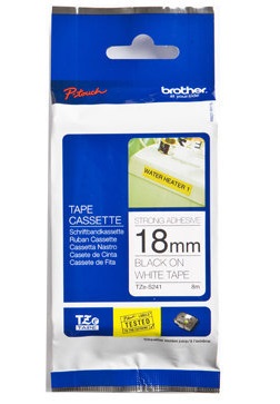 Brother - TZe-S241 Strong Adhesive Laminated Tape - Black on White - TZe - 8 m - 1.8 cm