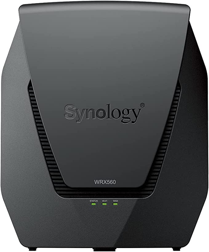 Synology - Dual-Band Wi-Fi 6 Router - WRX560 - 802.11ax - 600+2400 Mbit/s - 10/100/1000 Mbit/s - Ethernet LAN (RJ-45) ports 4 - Mesh Support Yes - MU-MiMO No - No mobile broadband - Antenna type Internal