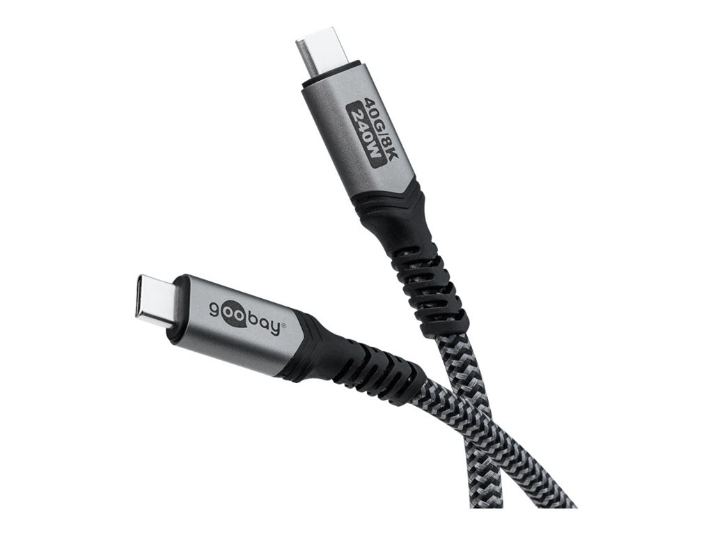 Goobay - USB-C Cable with Textile Sheath, USB4, 240 W, 40 Gbit/s, Power Delivery, 1.5 m