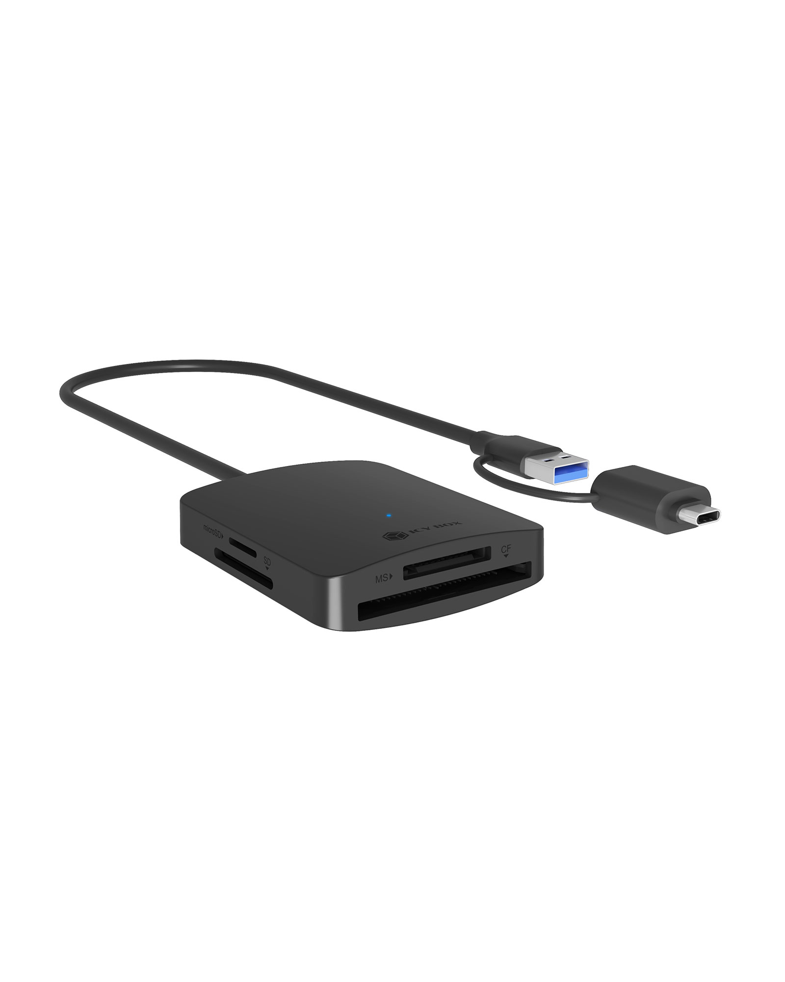 Raidsonic 4-in-1 Card Reader with USB 3.2 Gen 1 Type-A + Type-C - IB-CR302-CU3