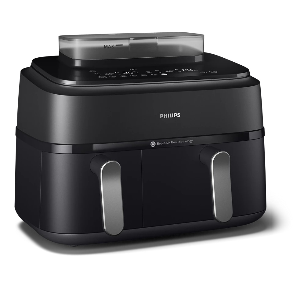 Philips - Dual Basket Airfryer - NA551/00 5000 Series - Power 2750 W - Capacity 9 L - RapidAir Plus and Air Steam - Black