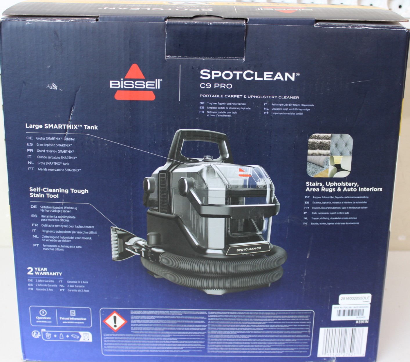 SALE OUT. Bissell SpotClean C9 Pro Portable Carpet & Upholstery Cleaner - Bissell - Portable Carpet and Upholstery Cleaner - SpotClean C9 Pro - Corded operating - Washing function - 400 W - 24 month(s) - ITEM USED AND DIRTY. MISSING: LIQUID, WHEELS