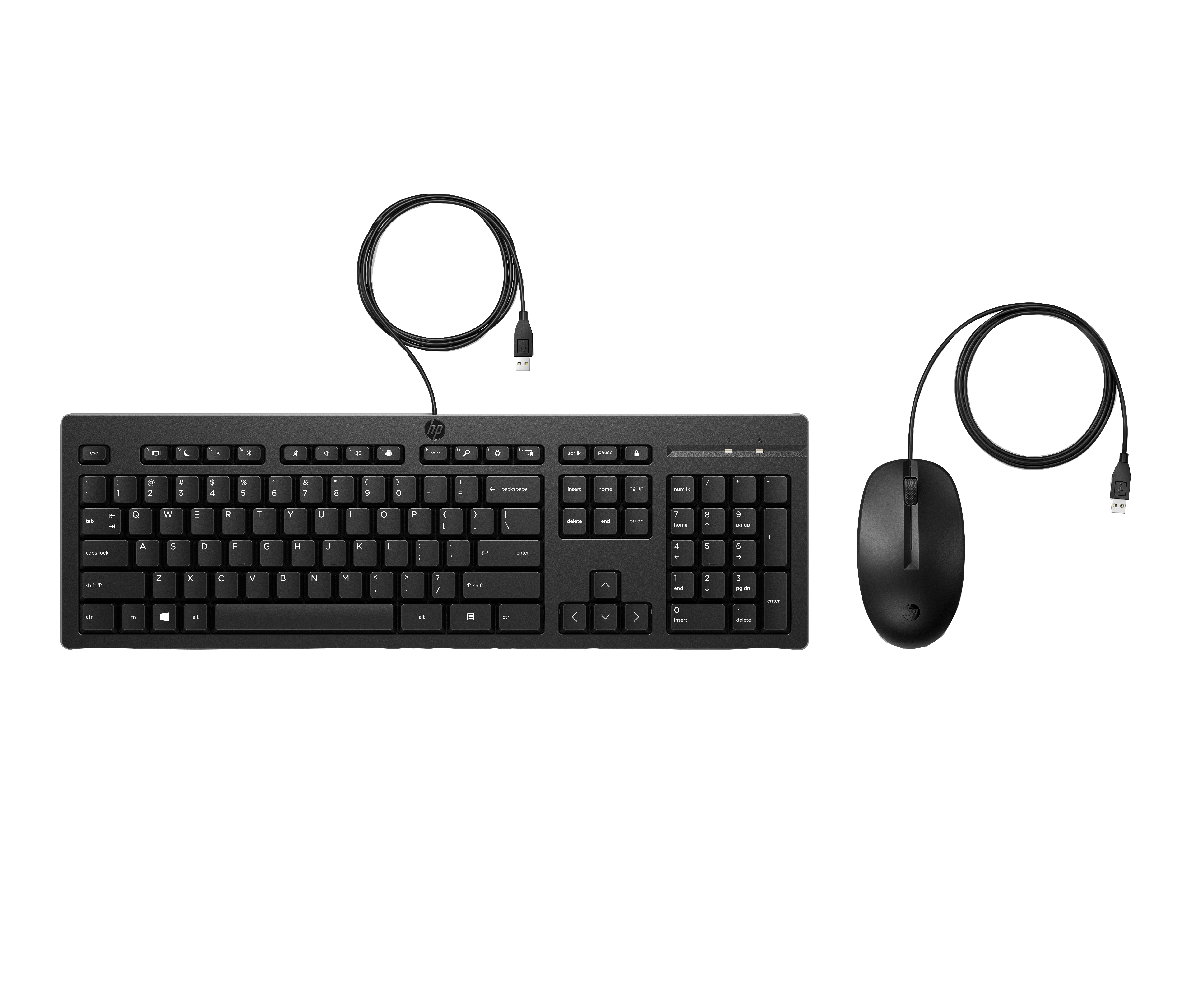 HP 225 G2 USB Wired Mouse Keyboard Combo, Copilot Key, spill resistant - Black - US/RUS