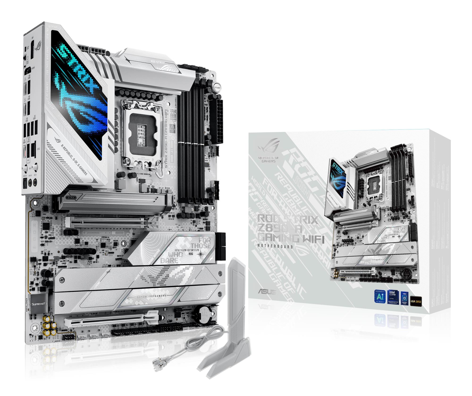 Mainboard|ASUS|Intel Z890|LGA1851|ATX|Memory DDR5|Memory slots 4|1xPCI-Express 4.0 16x|1xPCI-Express 5.0 16x|5xM.2|1xHDMI|1xDisplayPort|1xAudio-In|1xAudio-Out|2xUSB 3.0|5xUSB 3.1|1xUSB-C|2xUSB-C w/Thunderbolt|1xOptical S/PDIF|1xRJ45|ROGSTRIXZ890-AGAMWIFI