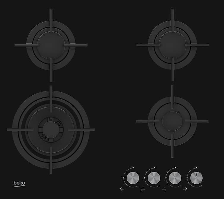 BEKO Hob HILW64222S 60 cm Gas Black