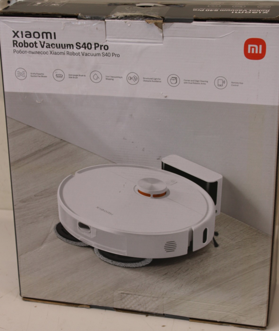 SALE OUT. Xiaomi Robot Vacuum S40 Pro EU - Xiaomi Robot Vacuum S40 Pro EU - Wet&Dry - 5200 mAh - Dust capacity 0.43 L - 15000 Pa - White - DAMAGED PACKAGING, SCRATCHED, DIRTY, REPAIRED - 20 month(s)
