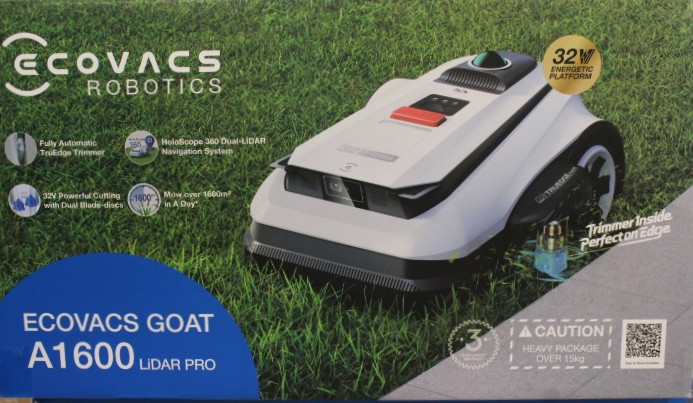 SALE OUT. - Ecovacs Lawn Mower - GOAT A1600 LiDAR PRO - 3000 Ah - White - DAMAGED PACKAGING