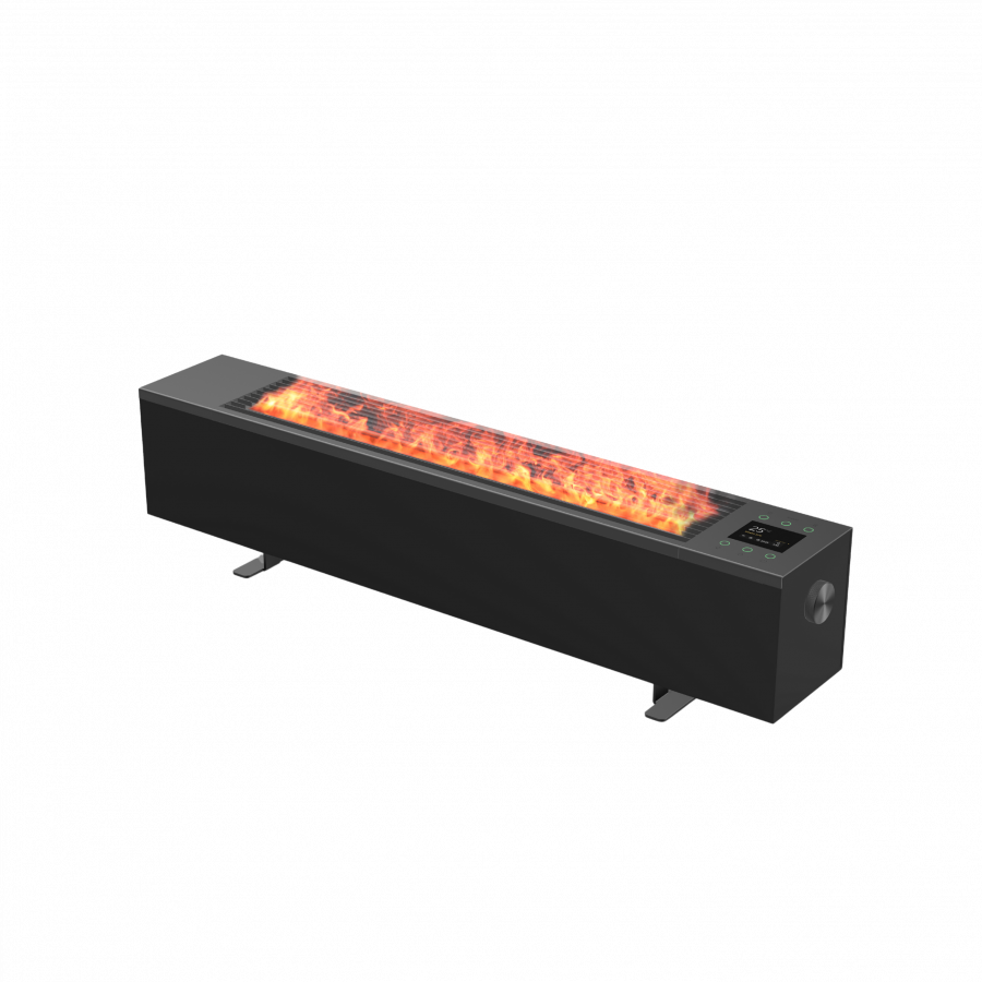 AENO Premium Eco Smart Space Heater, 2000W, 2 power steps, Convection heating type, REAL FIRE effect (12 colors, 100+h), Humidification, Smart Heating, LED color display, Voice control,  Water tank 2L, Plug type: EU (E/F), BLACK, Made in Poland