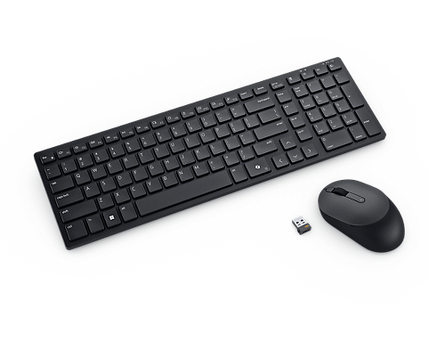 Dell - Silent Keyboard and Mouse - KM555 - Keyboard and Mouse Set - Wireless - Wireless connection - US International (QWERTY) - Black
