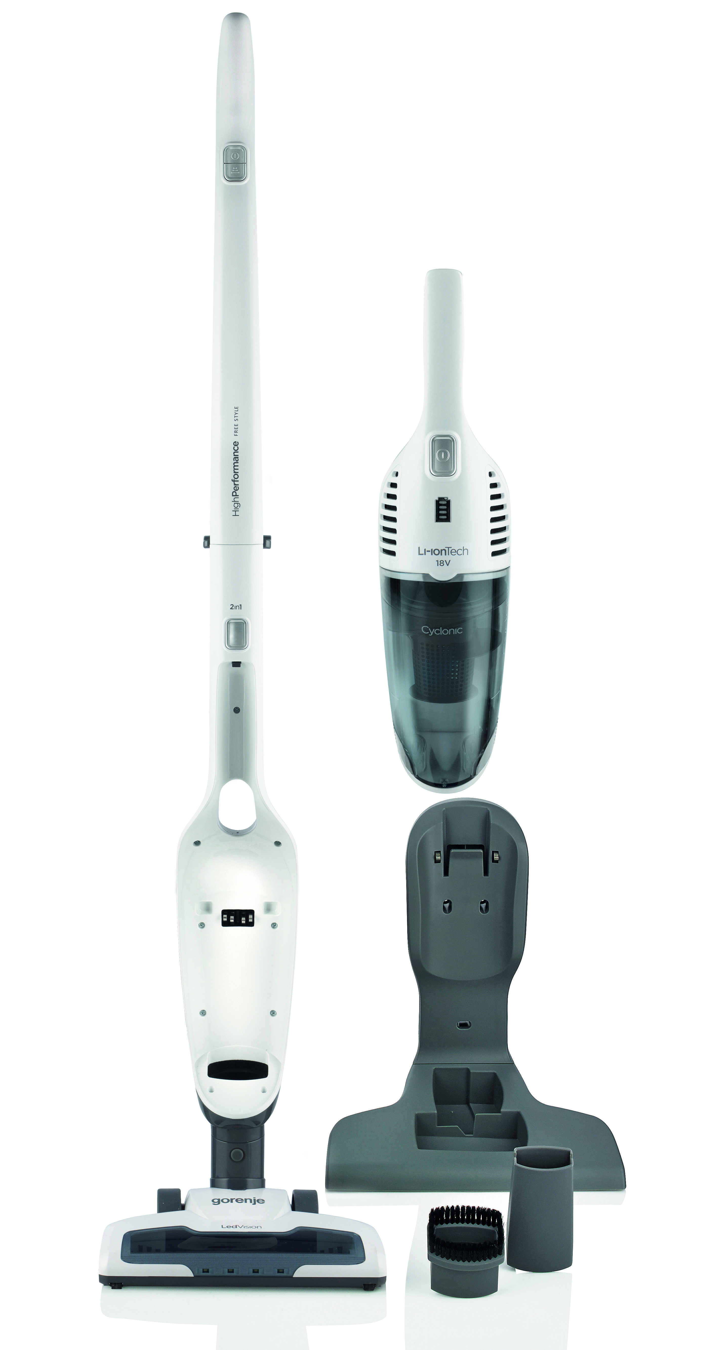 Gorenje - Vacuum cleaner - SVC180FW - Handstick 2in1 - Handstick - 18 V - Operating time (max) 50 min - White - Warranty 24 month(s) - Battery warranty 12 month(s)